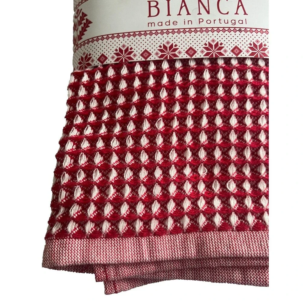 Bianca Kitchen Dish Towels Set Of 3 Waffle Weave Made in Portugal 100% Cotton